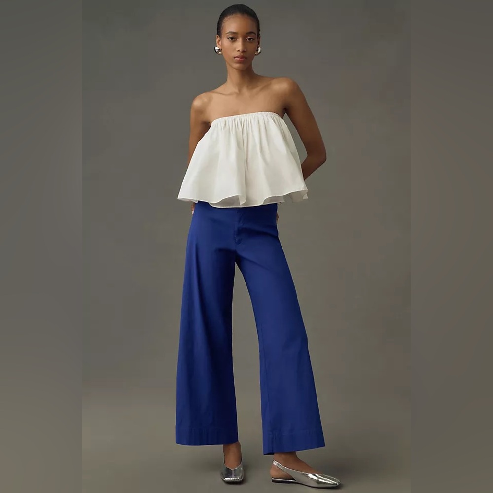 Maeve Blue Wide Leg High-Waisted Pants